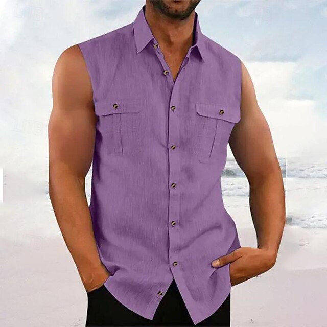 Men's Shirt Beach Summer Up Button Casual