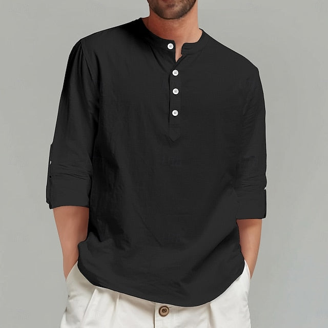 Linen Beach Men's Solid Summer Shirt