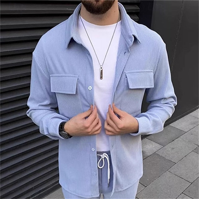 Casual Set Men's Corduroy Sets 2 Shirt Matching Piece