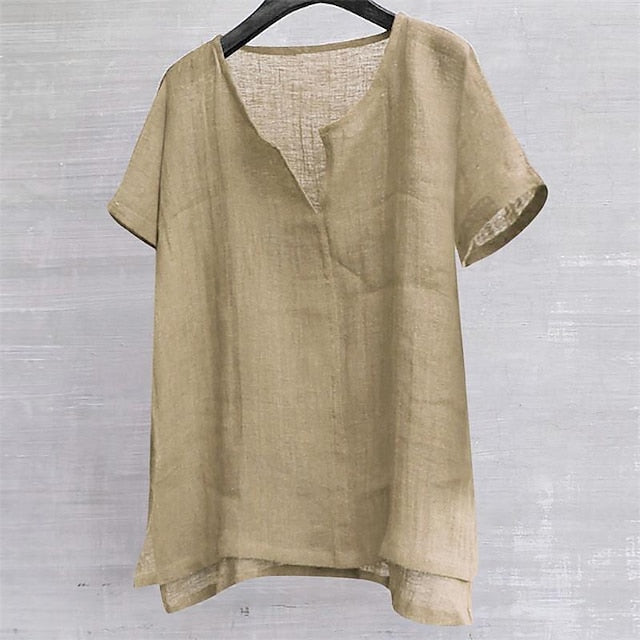 Men's Shirt Linen Cotton Casual White