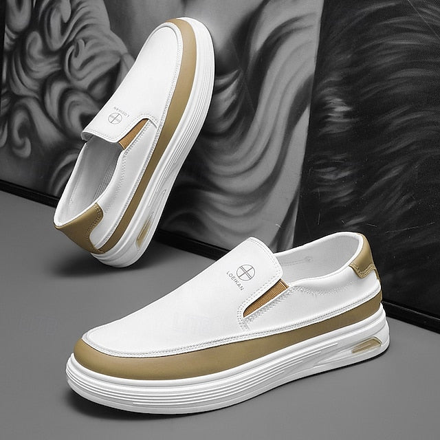 Accent Gold and Slip-on with White Men's Sneakers