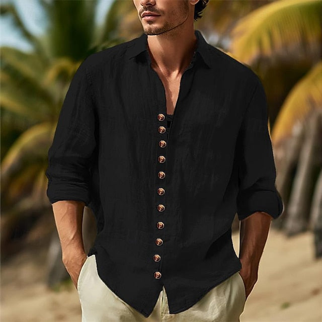 Button Up Plain Men's Casual Cotton Shirt