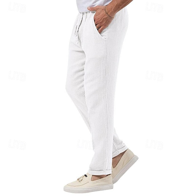 Seersucker Shorts Men's Trousers Beach Pants Casual