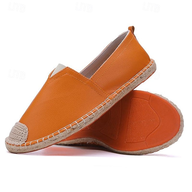 Slip-On Chic Style with Espadrilles: Leather Women's Orange