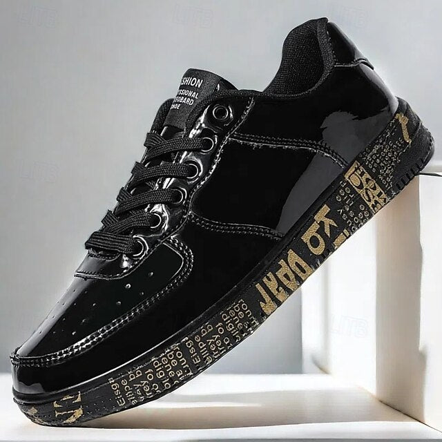 Printed Metallic Gold Sneakers Men's with Sole - Stylish