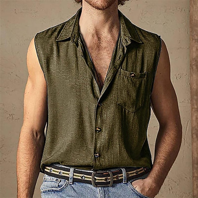 Button Summer Beach Up Shirt Casual Men's
