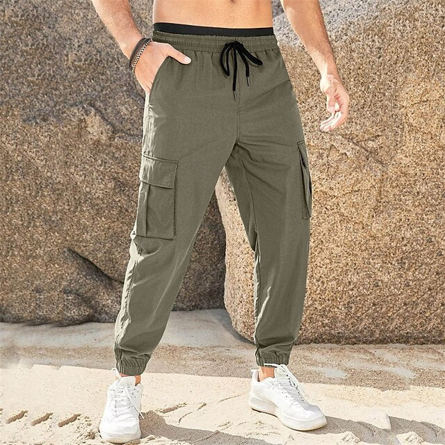 Casual Drawstring Cargo Trousers Men's Joggers Pants