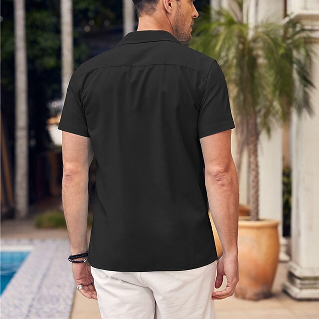 Summer Men's Popover Shirt Beach Plain