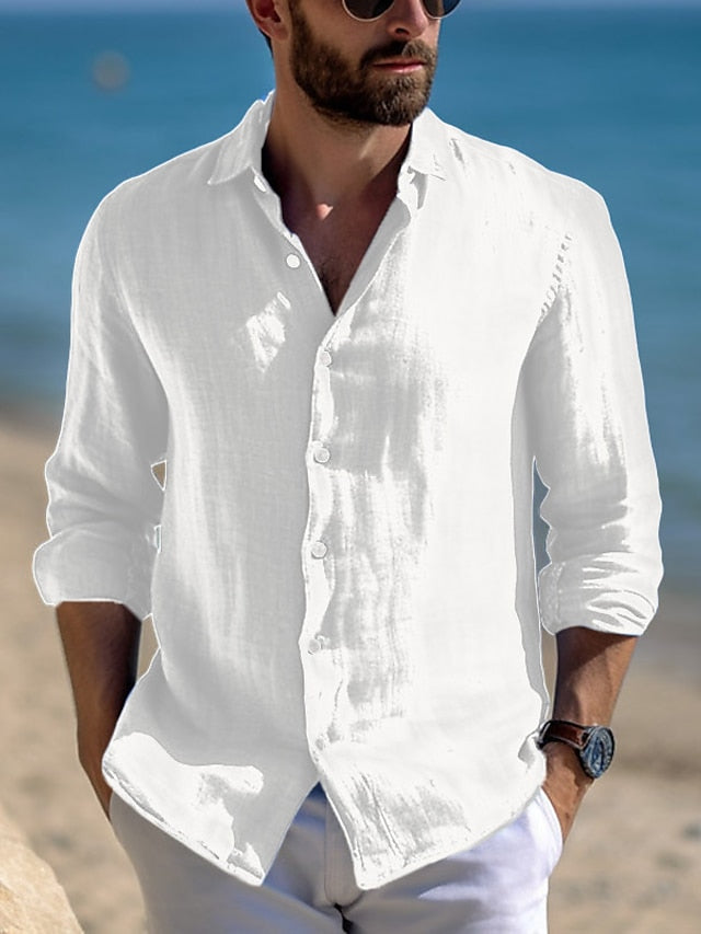 Shirt Wear Beach Linen Summer Casual Men's