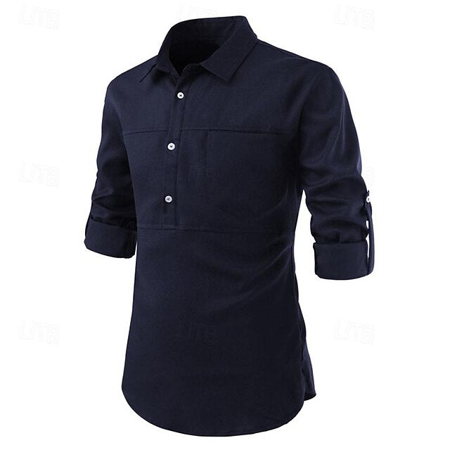 Button Men's Casual Shirt Beach Summer Up