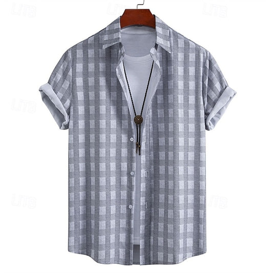 Summer Button Shirt Men's Casual Up Beach