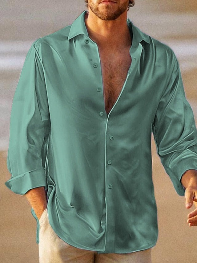Button Casual Beach Wear Shirt Men's Up Summer
