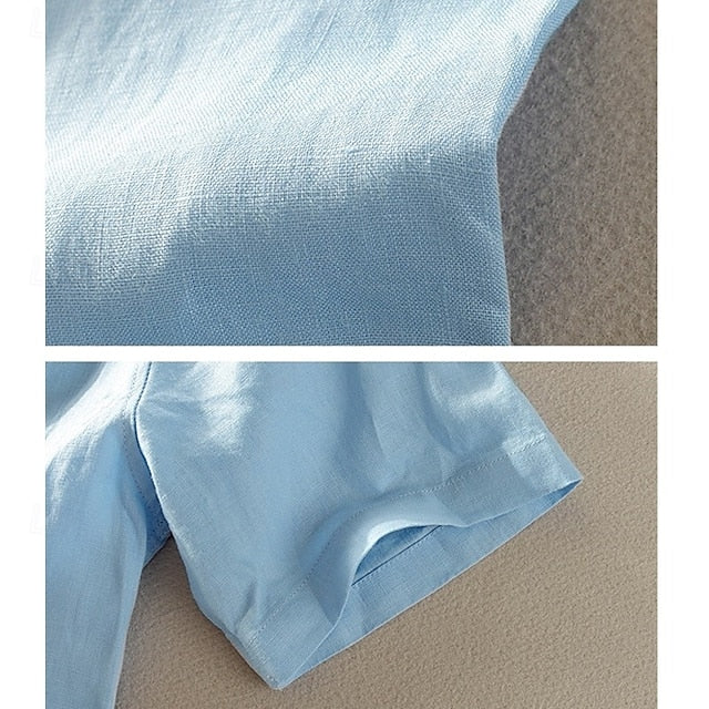 Up Button Linen Men's Cotton Casual Shirt