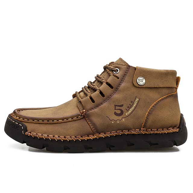 Casual Men's Lace-Up Leather Ankle Vintage Boots –