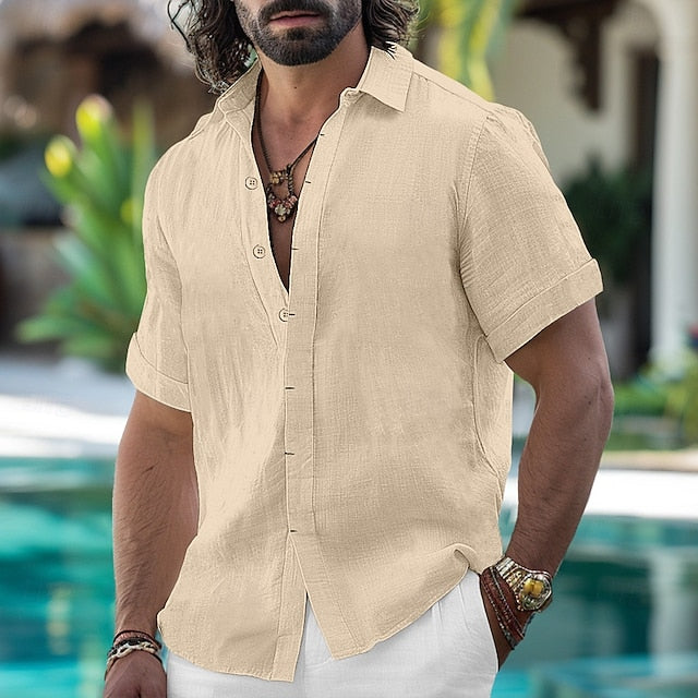 Down Linen Button Shirt Summer Men's