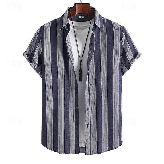 Casual Shirt Beach Summer Button Men's Up