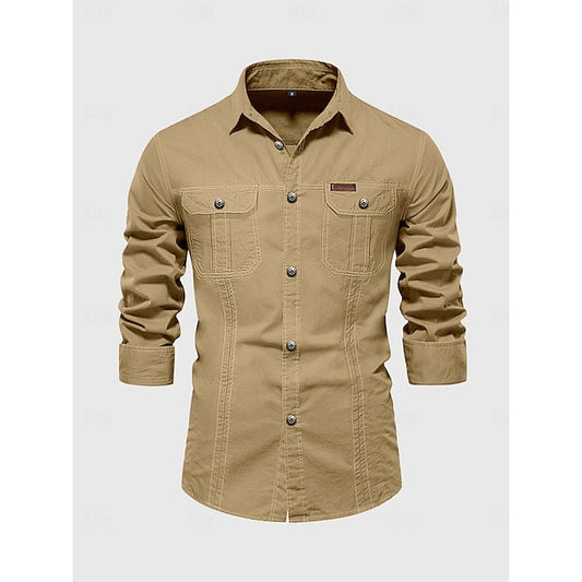 Shirt Men's Button Casual Up Work Cargo
