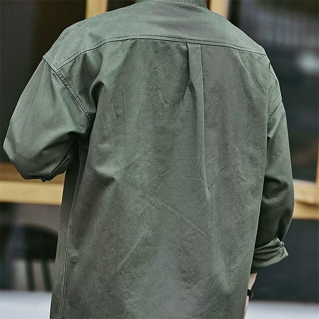 Button Workwear Shirt Shirts Men's Work Up