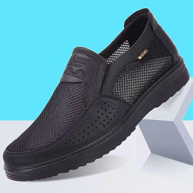 Mesh Slip-On Men’s Walking Brown with Breathable Shoes Upper