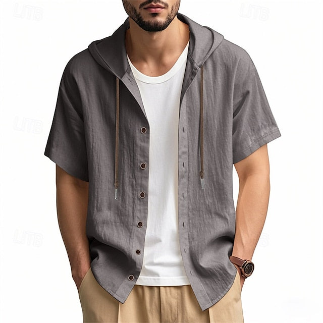 Cotton White Shirt Casual Men's Up Button