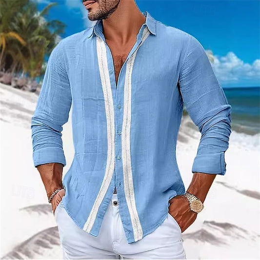 Casual Cotton Men's Button Up Shirt Linen