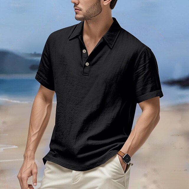 Linen Men's Beach Shirt Popover Summer