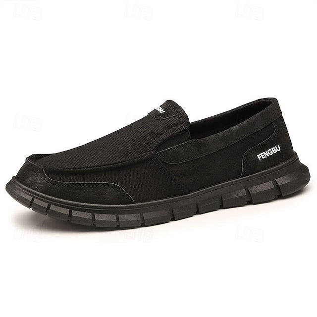 Men's Lightweight Khaki Canvas Slip-On Flexible Loafers