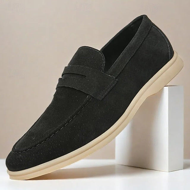 Loafers Slip-On Men's Comfortable Beige – Casual Suede