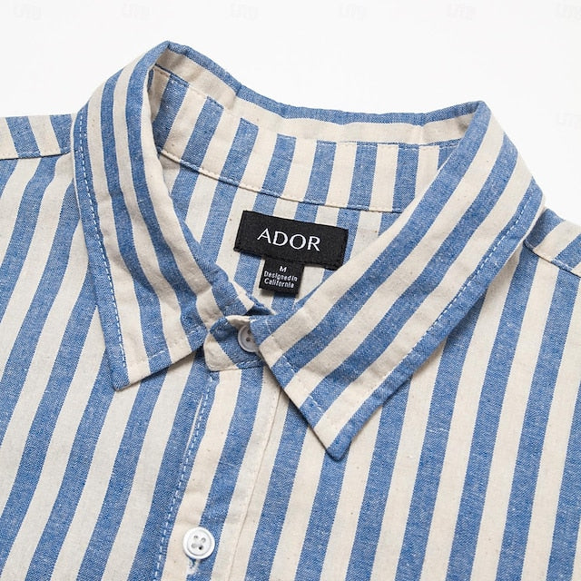 Summer 100% Casual Cotton Shirt Up Button Men's