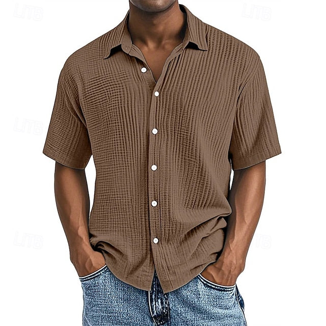 Up Shirt Beach Men's Summer Button Casual