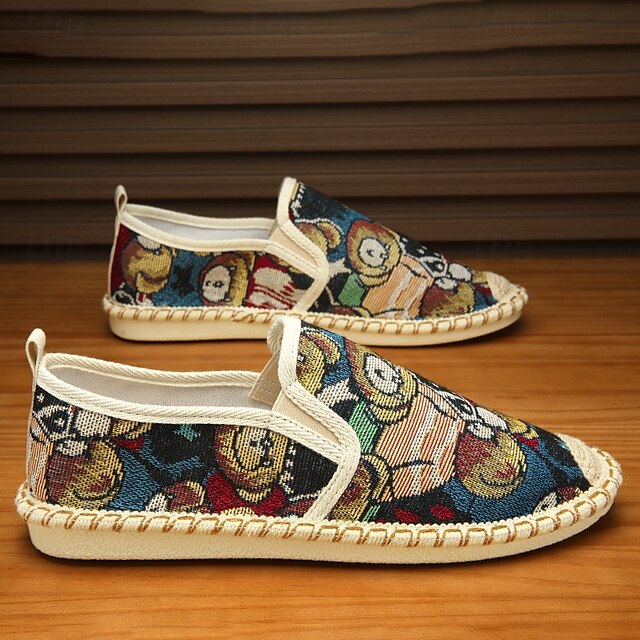 Shoes with Print Canvas Men's Animal Espadrille Slip-On