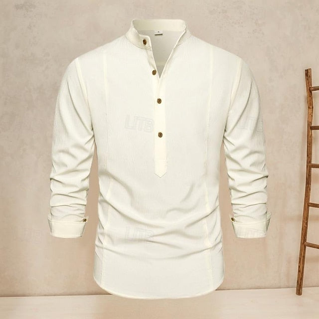 Leaf Plants Shirt Tropical Men's Linen Summer Palm