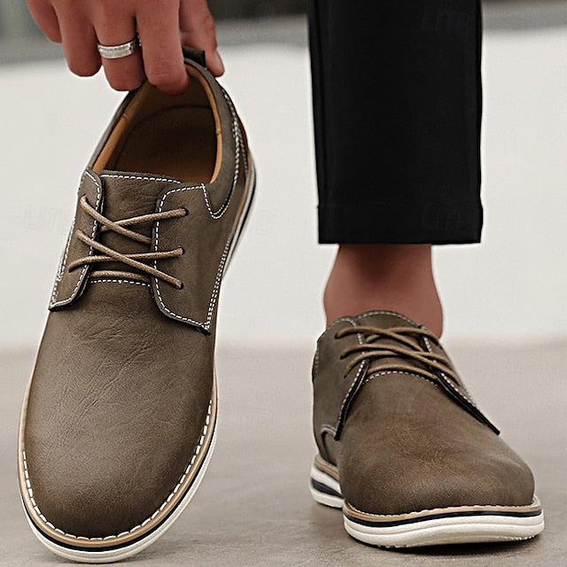 Casual Leather Shoes Derby Brown Faux – Lightweight Men’s