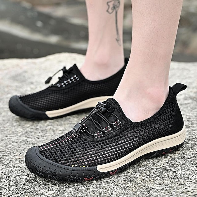 Men’s Shoes Outdoor Lace Walking Breathable with Elastic Mesh