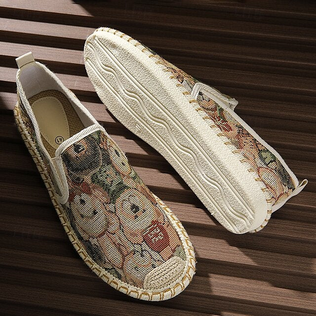 Shoes with Print Canvas Men's Animal Espadrille Slip-On