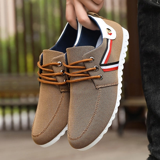 and Navy Nylon Tan Casual Men's Sneakers – Breathable