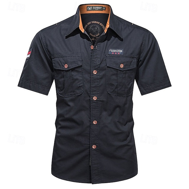 Work Shirts Casual Button Workwear Men's Shirt