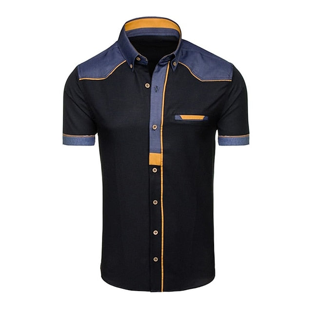 Light Men's Black Up Button Summer White Shirt