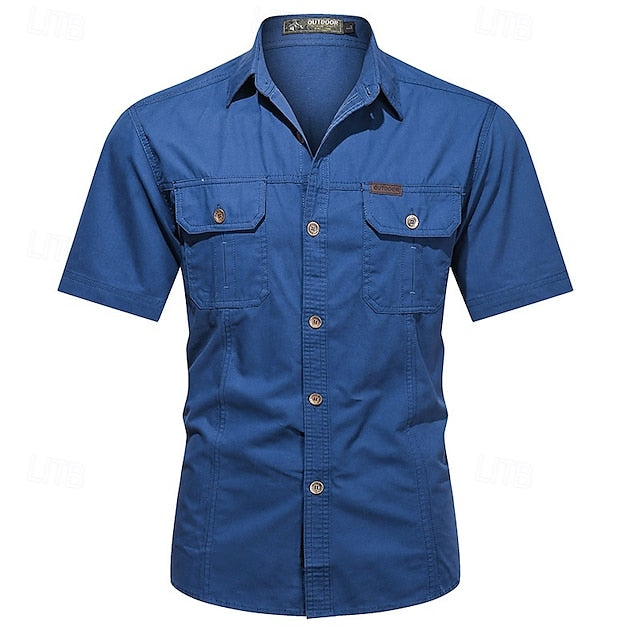 Up Shirt Men's Button Casual Summer Cargo