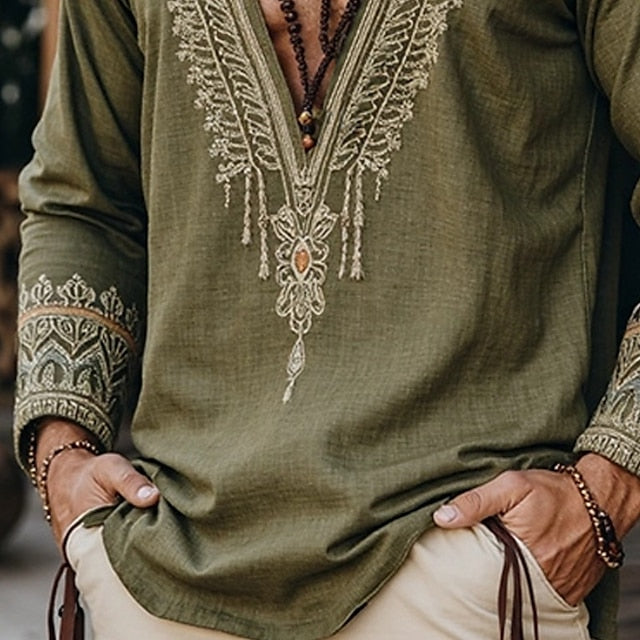 V Men's Tee Top Shirt Long T Sleeve