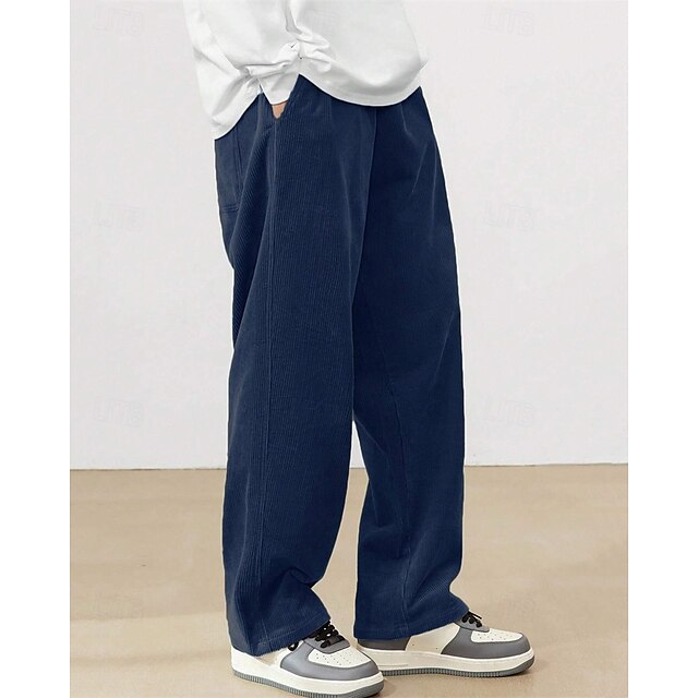 Trousers Pants Straight Leg Men's Corduroy Athletic