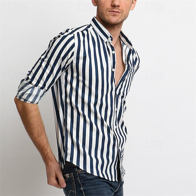 Casual Shirt Beach Men's Button Summer Up