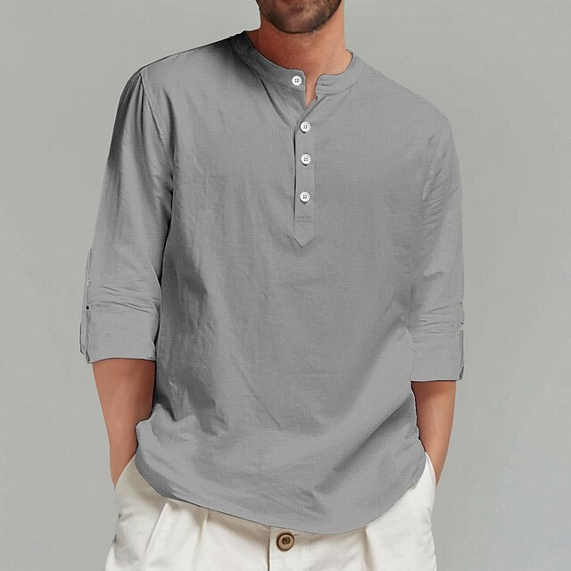 Linen Beach Men's Solid Summer Shirt