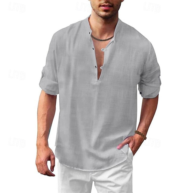 Linen Chinese Men's Shirt Collar Cotton