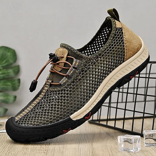 Men’s Shoes Outdoor Lace Walking Breathable with Elastic Mesh