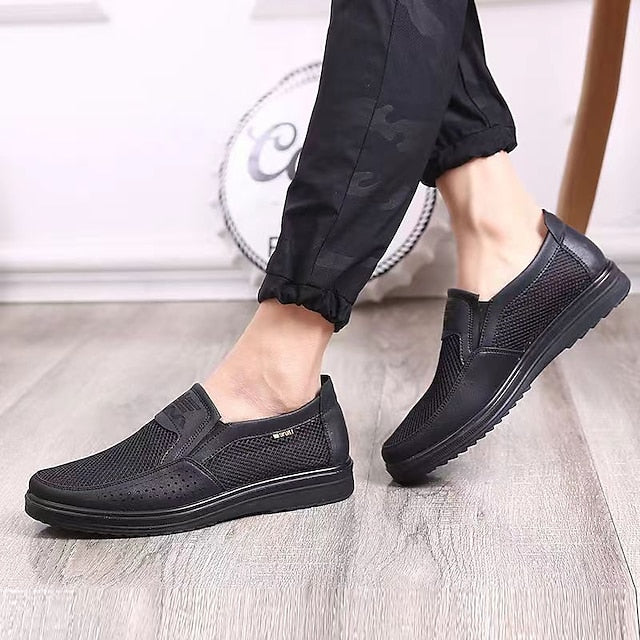 Mesh Slip-On Men’s Walking Brown with Breathable Shoes Upper