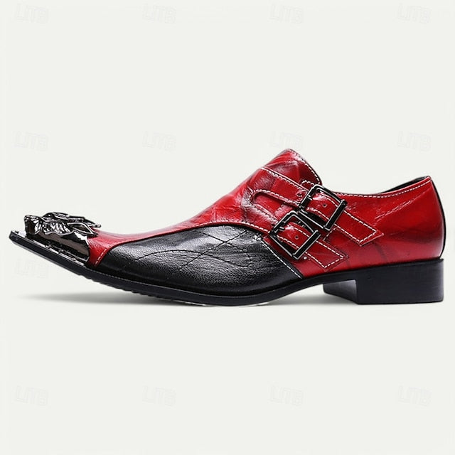 with Men's Cowhide Premium Loafers Double Leather Buckle