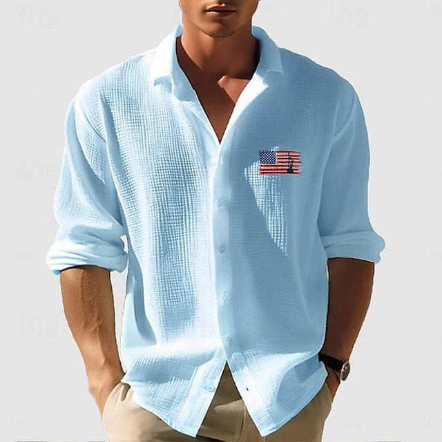 Button Summer Casual Beach Men's Up Shirt