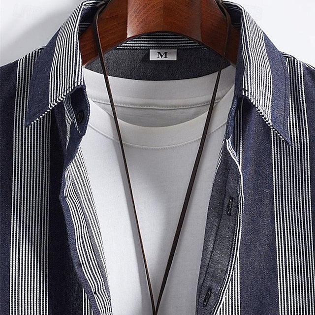 Casual Shirt Beach Summer Button Men's Up