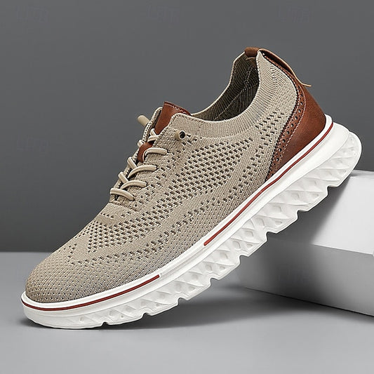 Breathable Men's Sneakers – Lightweight Knit Lace-Up